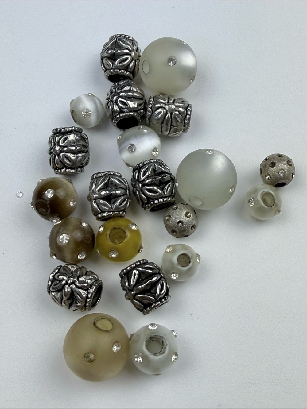 Charm Bracelet Beads - Mixed Frosted Glass and Silver